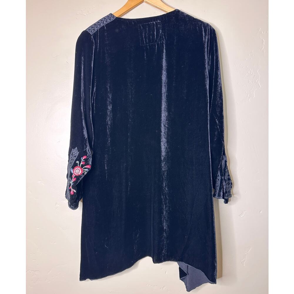 Johnny Was Landon Black Velvet Silk Blend Tunic Floral Embroidery LARGE - Picture 6 of 6